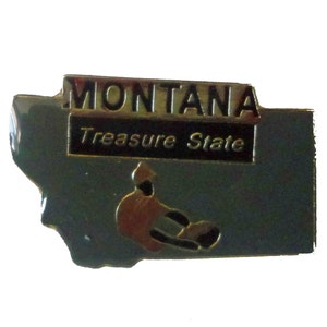 MONTANA Treasure STATE vintage enamel pin lapel badge  pinback