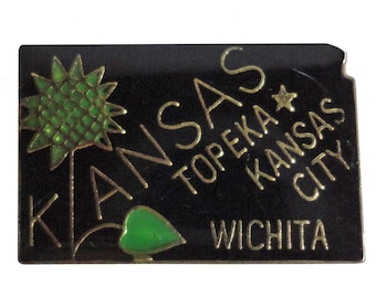 KANSAS STATE vintage emaliowana przypinka na klapę KS Wichita Topeka pinback