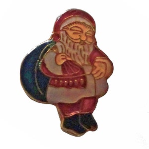 SANTA CLAUS vintage enamel pin lapel badge  xmas ornament holiday christmas pinback