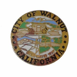 City Of Walnut CA vintage enamel pin lapel badge  California pinback