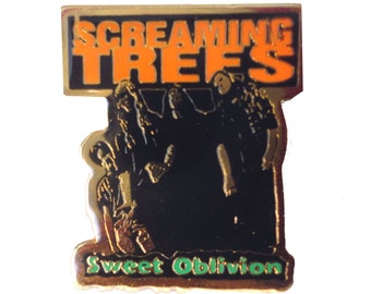 SCREAMING TREES vintage enamel pin lapel badge   grunge 90s rock Sweet Oblivion Sub Pop pinback