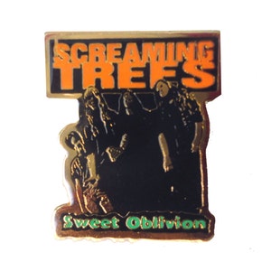 SCREAMING TREES vintage enamel pin lapel badge   grunge 90s rock Sweet Oblivion Sub Pop pinback