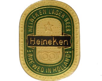 HEINEKEN BEER vintage enamel pin lapel cloisonne drunk punk Holland