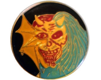 IRON MAIDEN Purgatory vintage enamel pin lapel badge  Eddie heavy metal thrash pinback