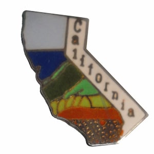 CALIFORNIA STATE vintage enamel pin lapel badge brooch gift Mafco organic farming