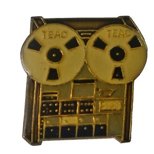 TEAC TAPE MACHINE vintage enamel pin lapel badge  Reel to Reel pinback