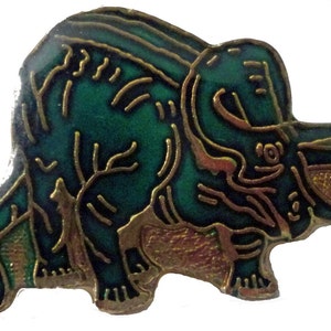 DINOSAUR vintage enamel pin lapel badge gift extinct Triceratops Jurrasic old beast pinback