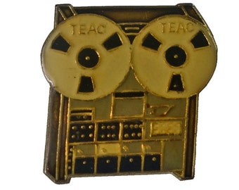 TEAC TAPE MACHINE vintage enamel pin lapel badge  Reel to Reel pinback