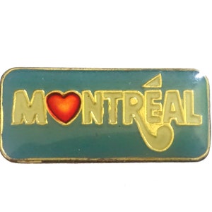 MONTREAL CANADA vintage lapel enamel pin HEART pinback