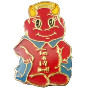LIL DEVIL vintage emaliowana przypinka na klapę prezent horror straszny mały zły chłopiec pinback