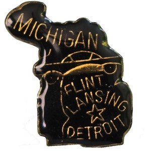 MICHIGAN STATE vintage enamel pin lapel badge brooch gift landscape