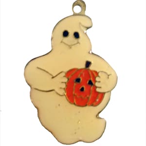GHOST And Jack O Lantern vintage enamel pin lapel badge gift HaLLOWEEN Trick Or Treat pinback