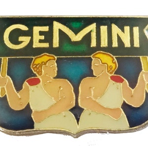 vintage GEMINI zodiac sign enamel pin badge horoscope astrology