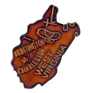WEST VIRGINIA State vintage enamel pin lapel badge  WV Charleston Huntington pinback