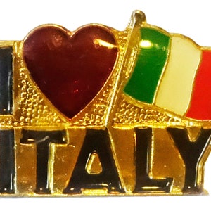 I love ITALY vintage pin lapel badge pinback Italian