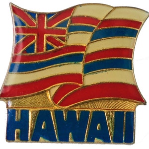 HAWAII STATE FLAG vintage enamel pin lapel badge  pinback