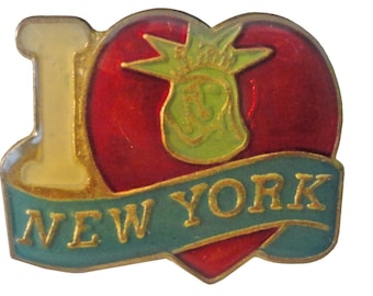 vintage I Love NEW YORK City pin button  I heart NY pinback