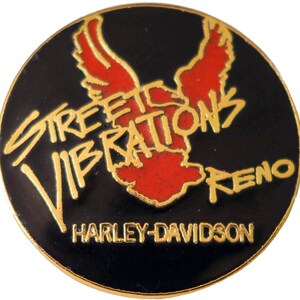 HARLEY DAVIDSON Street Vibrations RENO NeVADA vintage enamel pin lapel badge  pinback