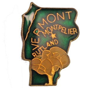 VERMONT STATE vintage enamel pin lapel badge  landscape pinback