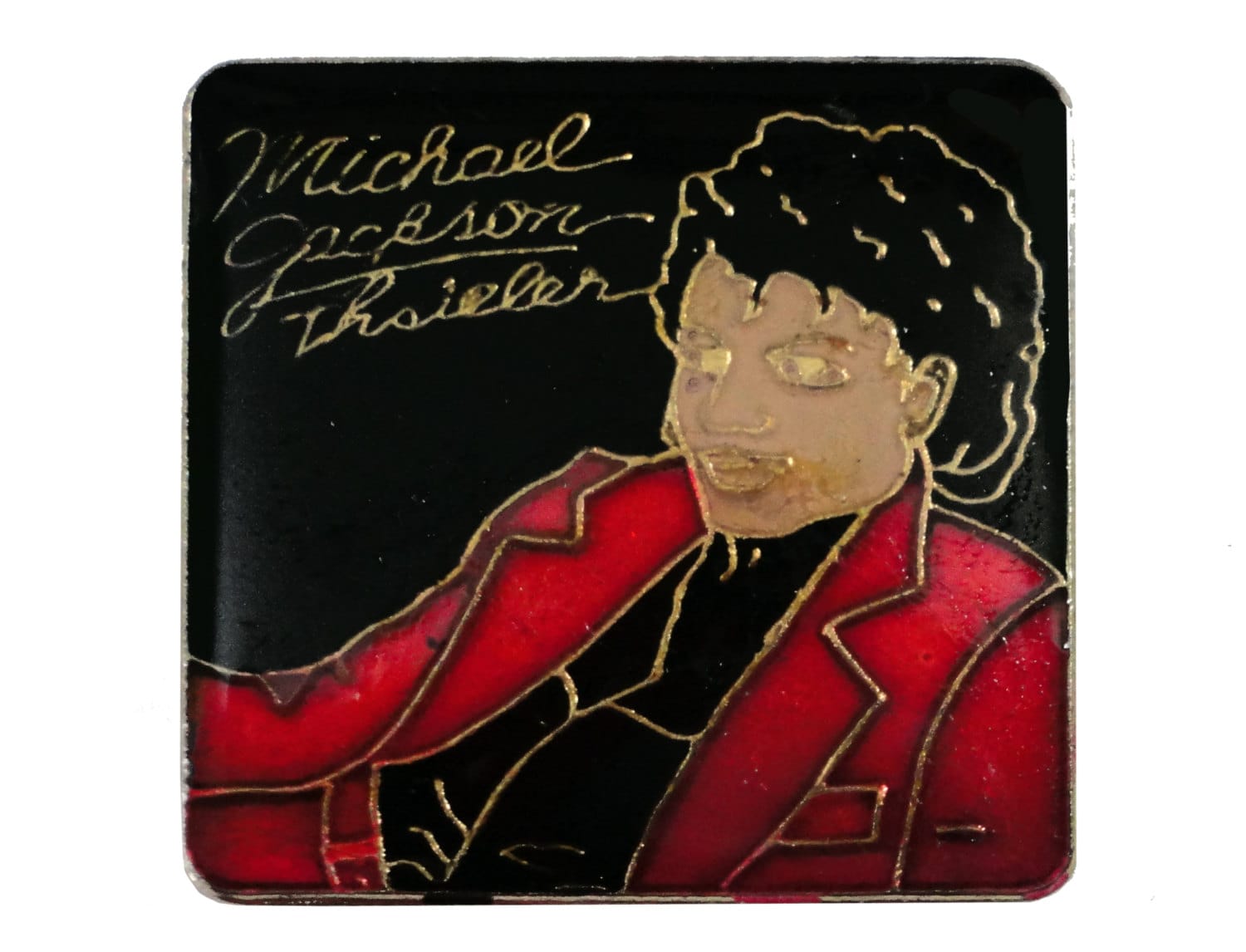 MICHAEL JACKSON Thriller Vintage Enamel Pin Lapel Badge Billie