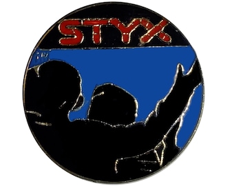 STYX vintage geëmailleerde pin-knop badge pinback klassieke rock-'n-roll
