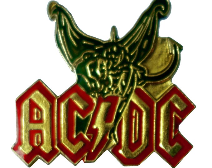 AC/DC Demon Vintage Enamel Pin Button Pinback Heavy Metal Angus Young ...