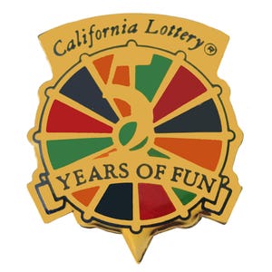 CALIFORNIA STATE LOTTERY vintage enamel pin lapel badge  pinback
