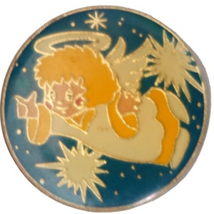 ANGEL STARS vintage pin holiday christmas lapel pinback