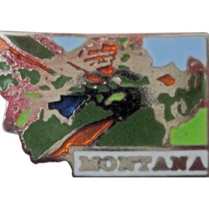 MONTANA STATE vintage enamel pin lapel badge  landscape Mafco pinback