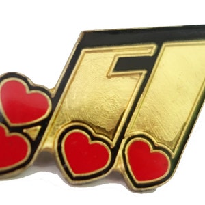 MUSIC NOTES HEARTS vintage enamel pin lapel badge   music treble clef love pinback