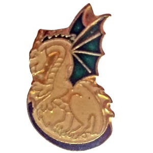 DRAGON vintage enamel pin lapel badge  pinback