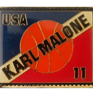Karl Malone 11 LoS ANGELeS LAKERS Basketball vintage enamel pin lapel badge gift NBA pinback
