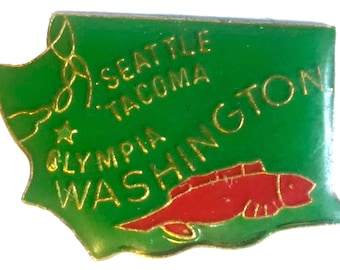 WASHINGTON State vintage enamel pin lapel badge brooch gift WA Olympia Tacoma Seattle
