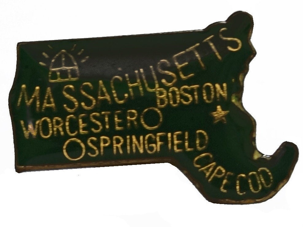 MASSACHUSETTS STATE vintage enamel pin lapel badge  landscape pinback