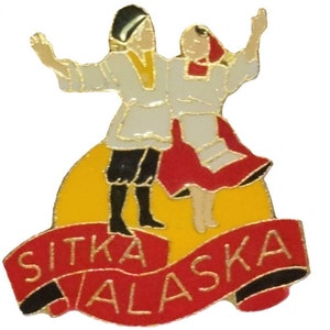 SITKA ALASKA Estado vintage esmalte pin solapa insignia souvenir pinback