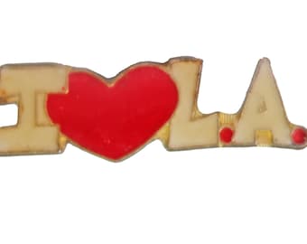 I Love LOS ANGELES CALIFORNIA vintage enamel pin lapel badge  heart pinback