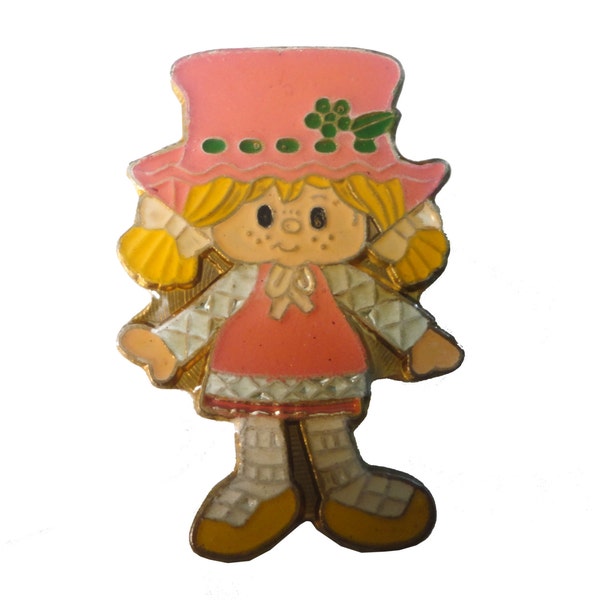 vintage STRAWBERRY SHORTCAKE enamel pin badge 1980s cartoon cute Holly Hobby