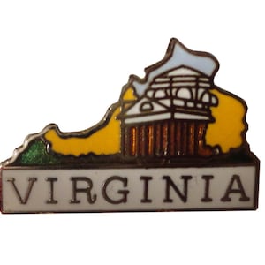 VIRGINIA STATE vintage enamel pin lapel badge  landscape Mafco Richmond va pinback
