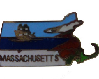 MASSACHUSETTS STATE vintage enamel pin lapel badge  Mafco MA Mass Boston pinback