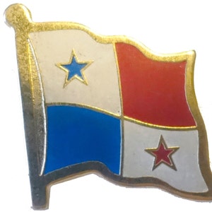 PANAMA FLAG vintage enamel pin lapel badge brooch gift pinback