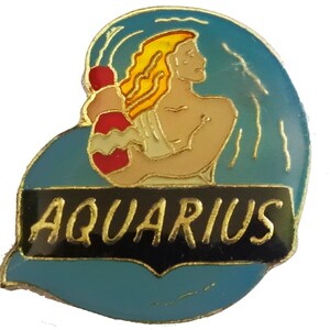 vintage AQUARIUS zodiac sign enamel pin badge horoscope astrology