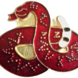 RATTLESNAKE vintage enamel lapel  pin snake pinback