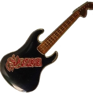 SAXON guitar NWOBHM vintage enamel pin lapel badge  heavy metal pinback