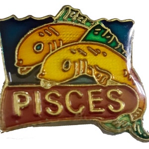 vintage PISCES zodiac sign enamel pin badge horoscope astrology