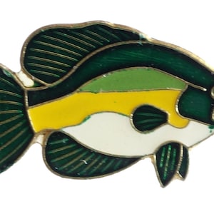 TROPICAL FISH vintage enamel pin lapel badge  pinback