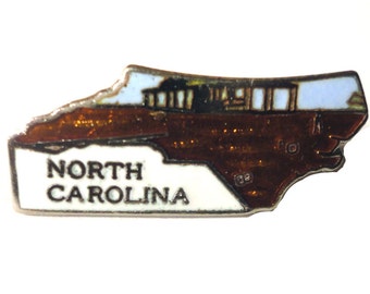 ESTADO DA CAROLINA DO NORTE vintage esmalte broche lapela distintivo paisagem Mafco nc pinback