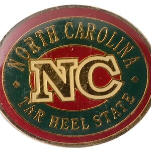 NORTH CAROLINA Tar Heel STATE vintage enamel pin lapel badge gift landscape nc pinback