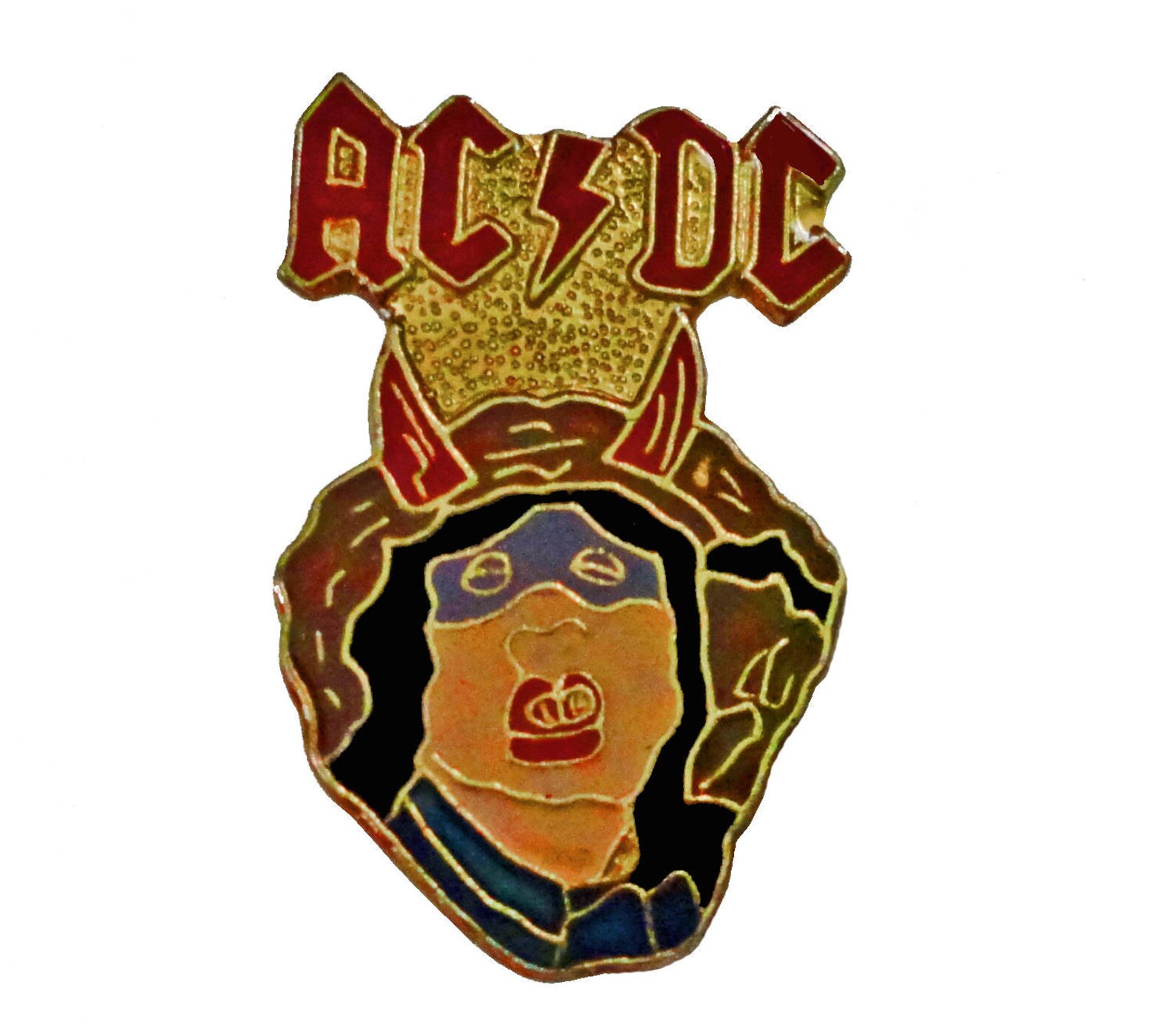 2 Broches épingles Vintage ACDC - Angus Young - High Way To Hell / Back In Black - Occasion Très Bon état