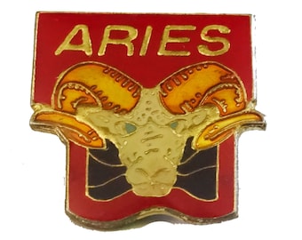 vintage signe du zodiaque bélier pin badge émail horoscope astrologie