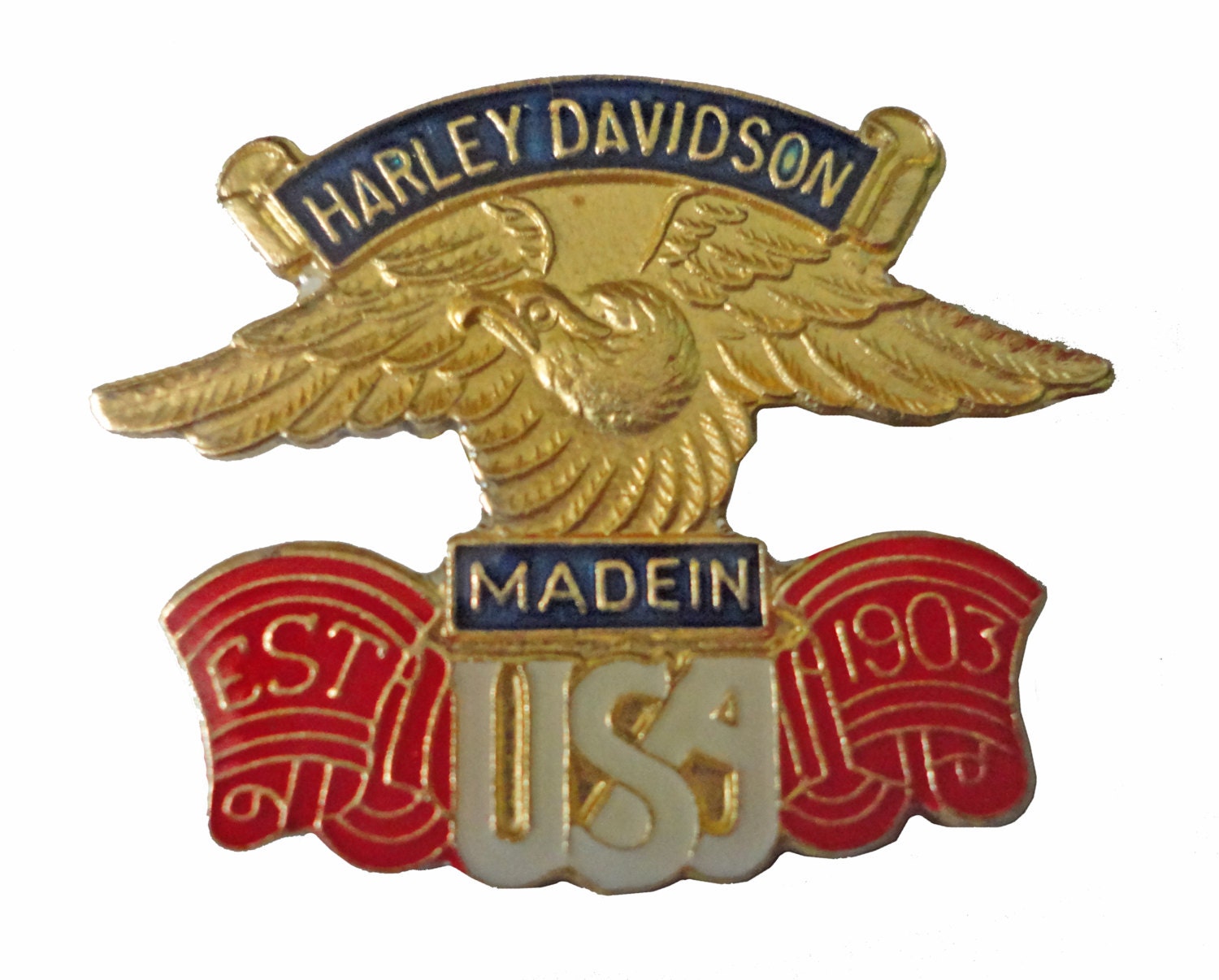 Harley Davidson Motorcycle Vintage Enamel Pin Lapel Badge Made in